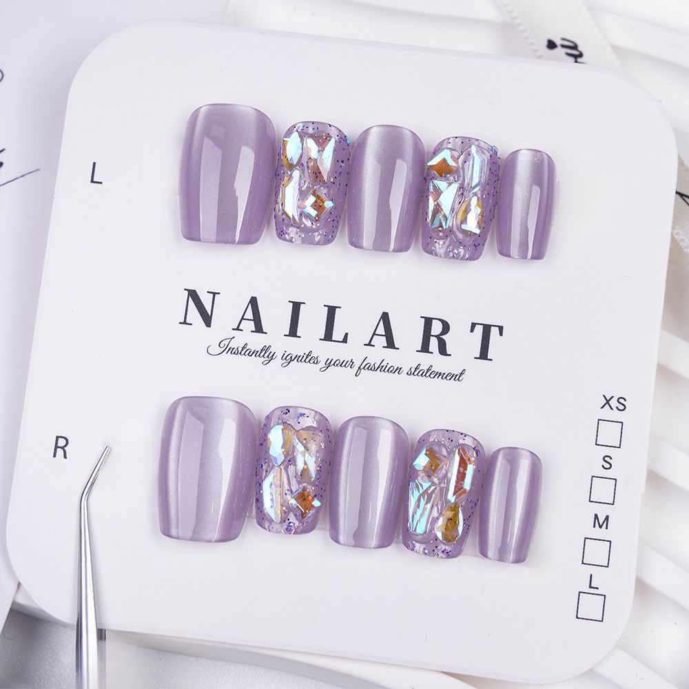 Glitter Accent Acrylic Nails with Contemporary Designs