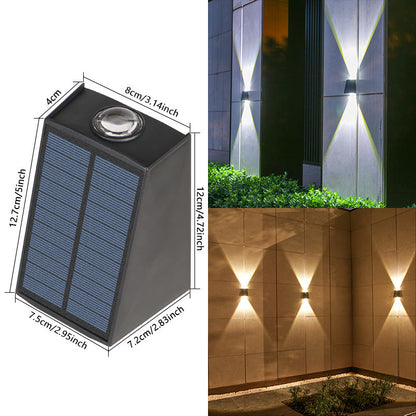 Bi-Directional Solar LED Wall Uplight and Downlight with Prism Lens