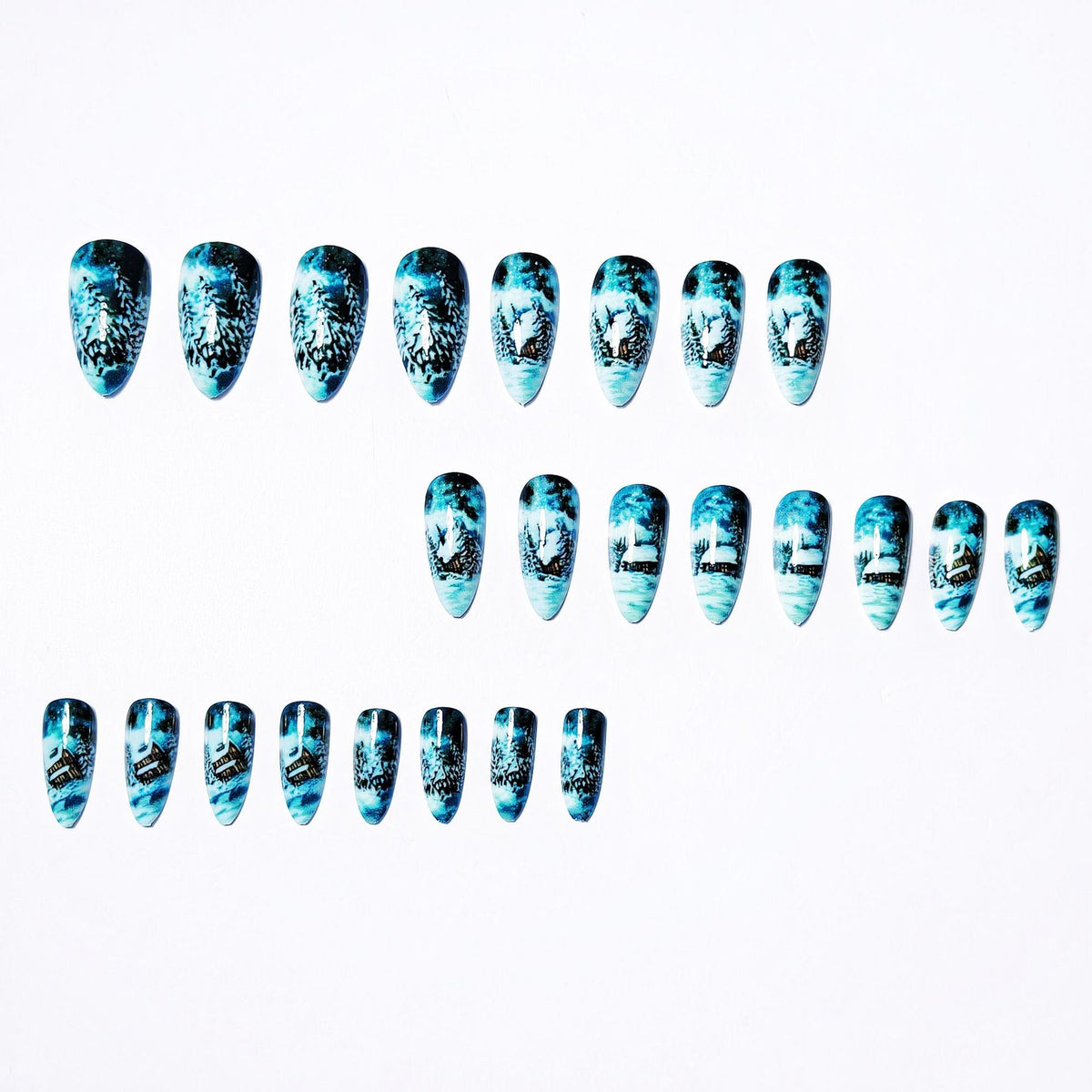 Winter Cabin Themed Nail Art Design