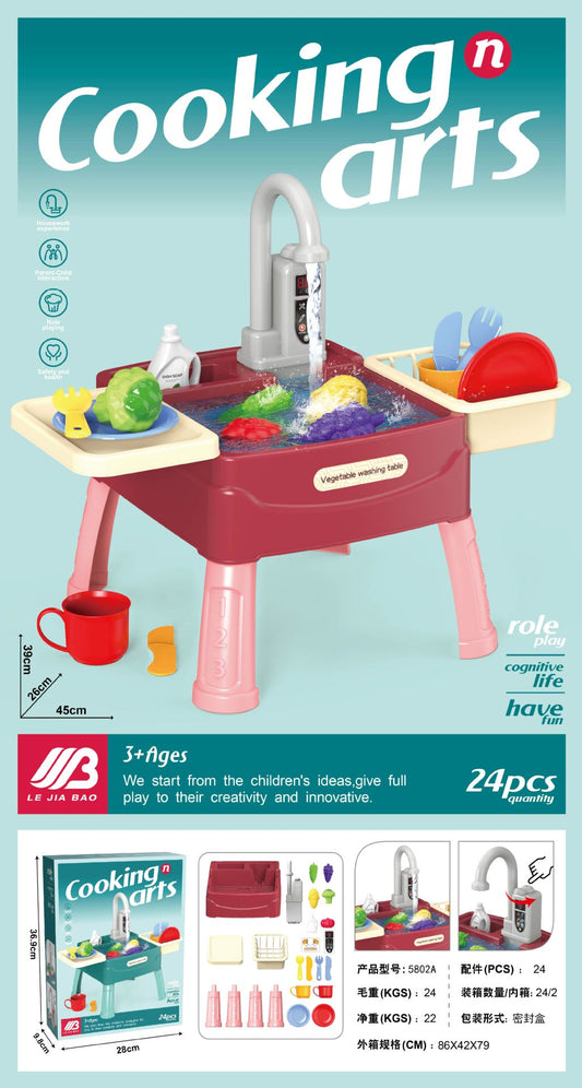 Children's Play Kitchen with Magical Faucet and Water Feature