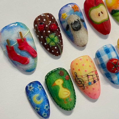 Ocean-Inspired Press-On Nail Art Design