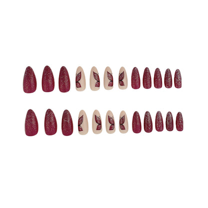 Butterfly Design Glitter Nail Tips