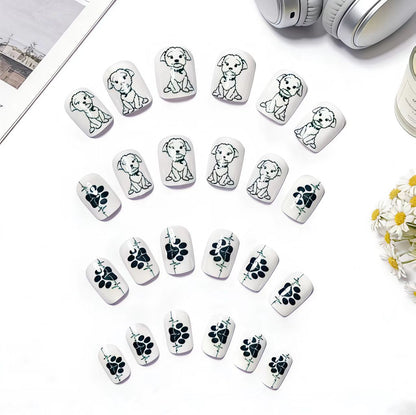 Cute Dog Design Acrylic Nail Set
