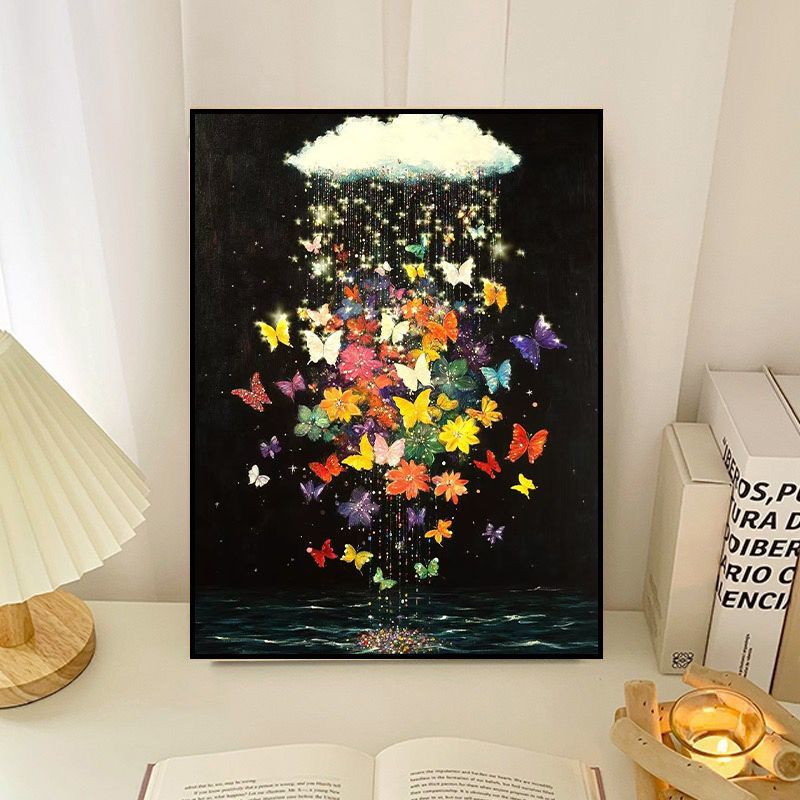 Floral Canvas Art featuring Abstract Butterfly Design