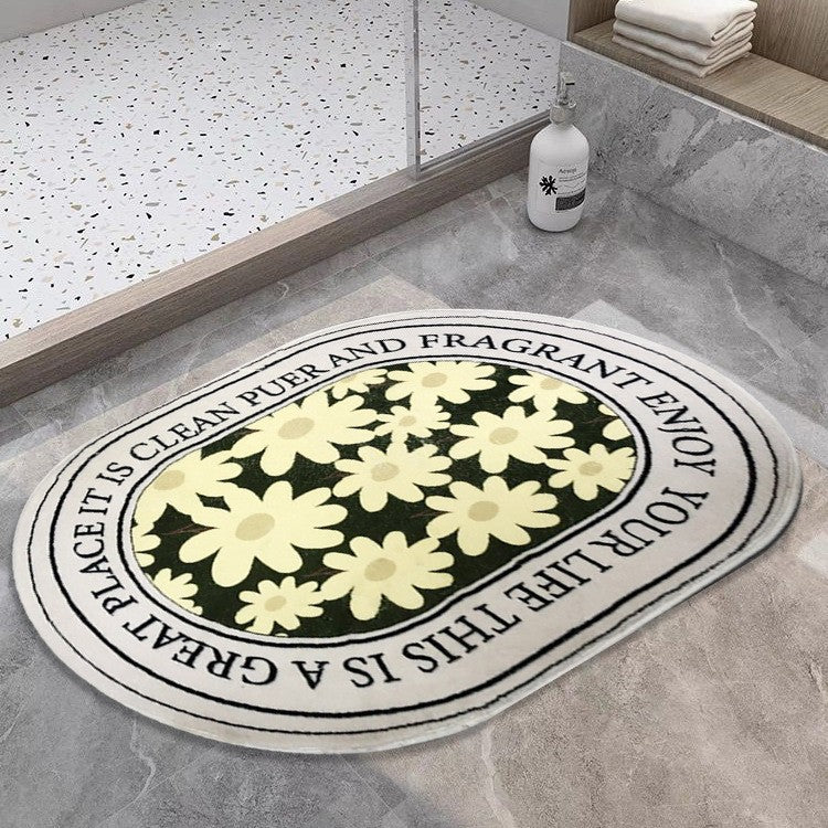 Motivational Bath Mat with Abstract Design