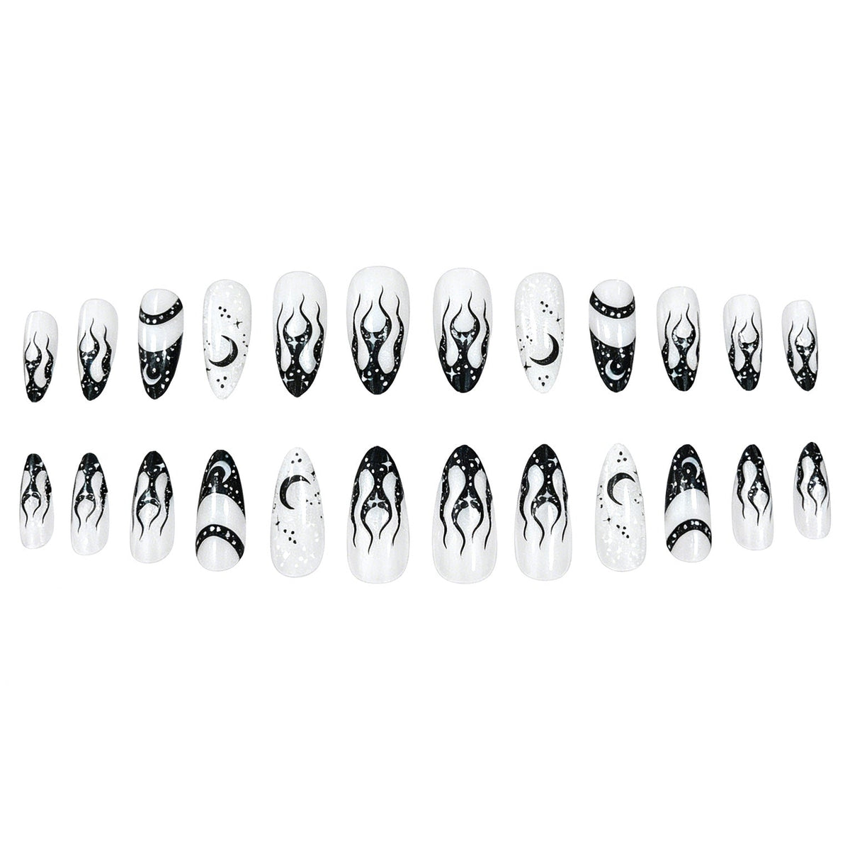 Elegant Stiletto Nail Extensions in Artistic Design