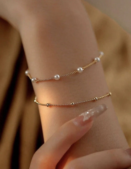 Adjustable Bracelet with Pearl Charms