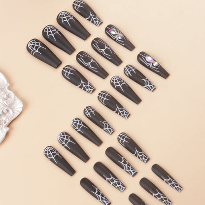Spider Design Press-On Nail Set for Artistic Styles