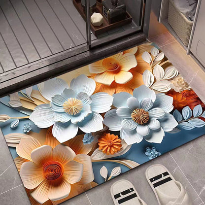 Floral Design 3D Textured Area Mat