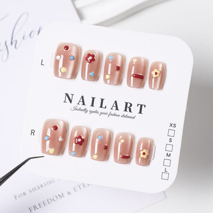 Floral Embellished Press-On Stiletto Nail Set