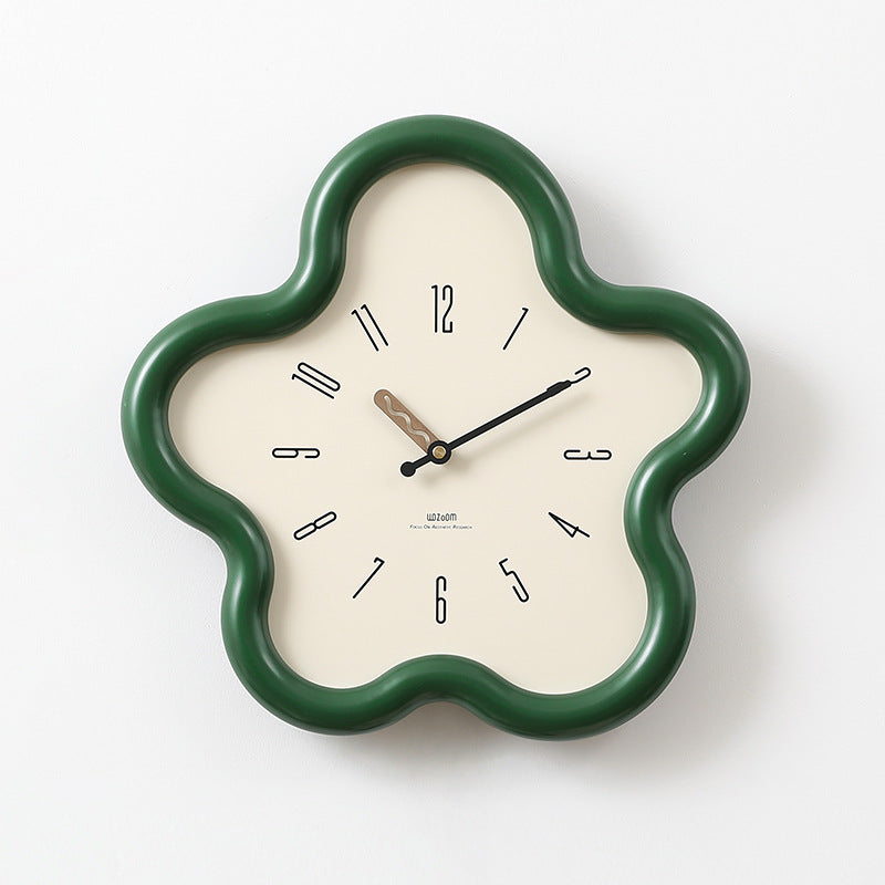 Silent Pendulum Wall Clock with 3D Floral Design for Bedroom Decor