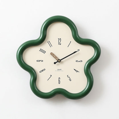 Silent Pendulum Wall Clock with 3D Floral Design for Bedroom Decor
