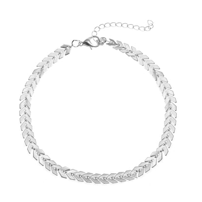Adjustable Taalita Anklet with Herringbone Chain Design