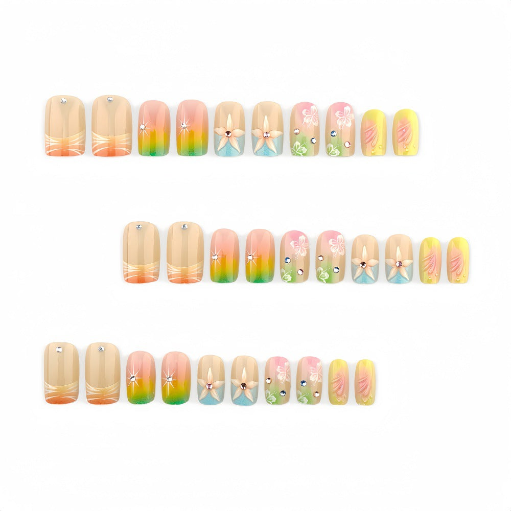 Floral Gradient Acrylic Nails Design