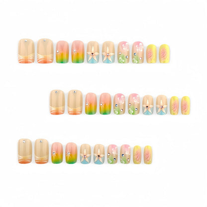 Floral Gradient Acrylic Nails Design