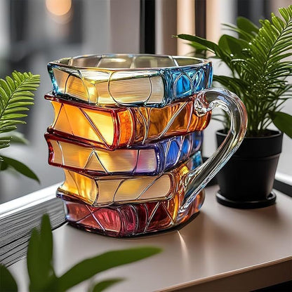 3D Hand-Painted Mug Shaped Like a Book – Literature-Inspired Cup