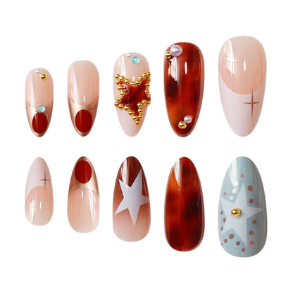 Press-On Nail Art Kit Featuring Unique Gemstone Details