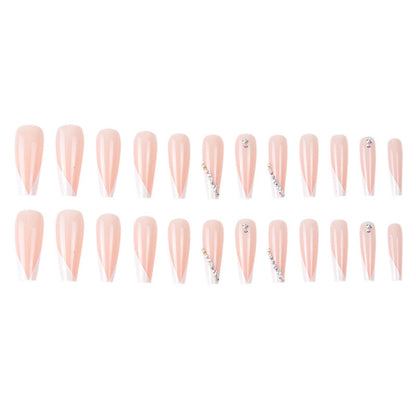 Press-On Stiletto Nails with Rhinestones – Artistic Design