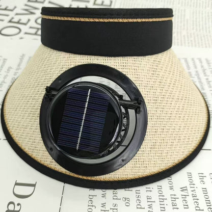 Removable Solar Fan Adjustable Sunshade with Breathable Straw Design