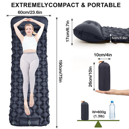 Inflatable Bed with Built-in Headrest and Easy Valve System