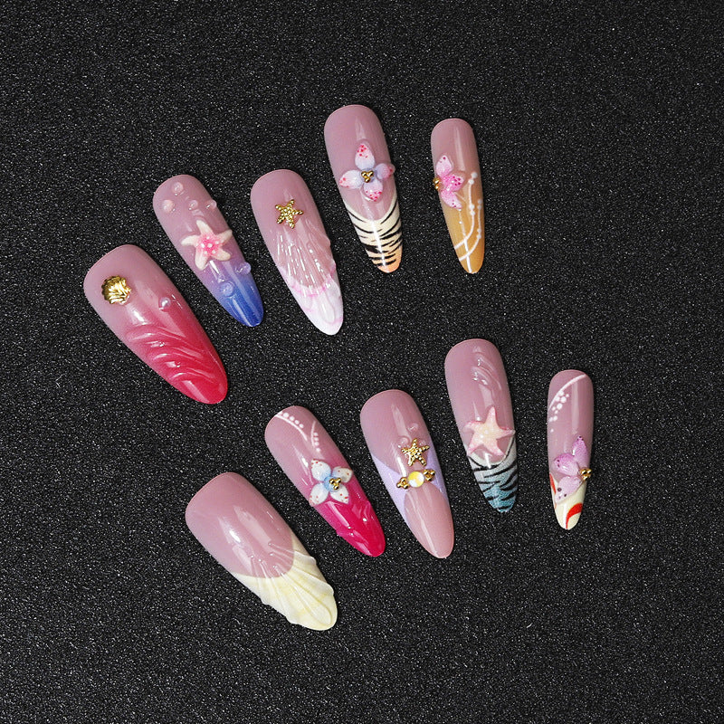 Shell-Inspired Artistic Press-On Nail Set