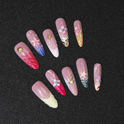 Shell-Inspired Artistic Press-On Nail Set