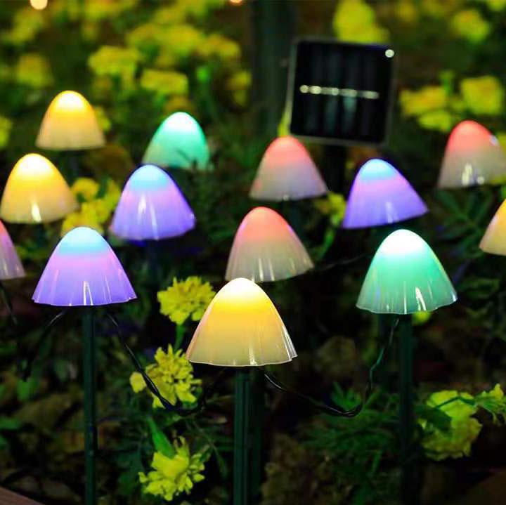 Outdoor Solar LED String Lights - Mushroom Design for Garden and Pathway