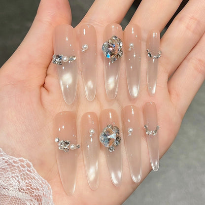 Press-On Nails with Artistic Ocean Theme Design