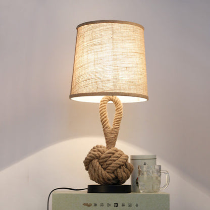 Twine Knot Design Fabric LED Table Lamp - Retro Style, 1-Light