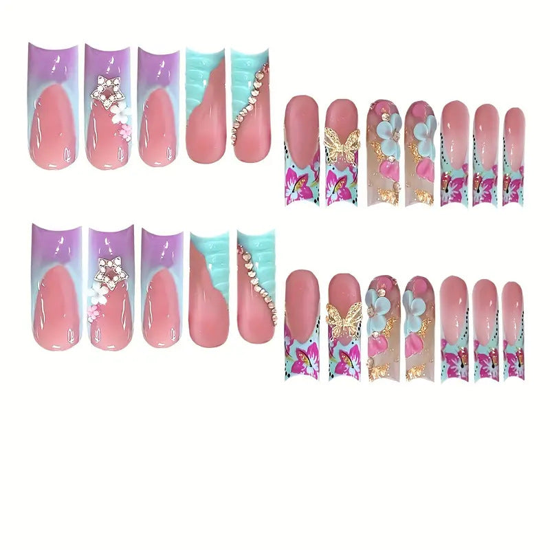 Floral Design 3D Press-On Nail Art