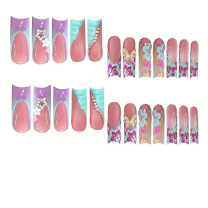 Floral Design 3D Press-On Nail Art
