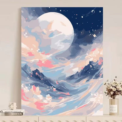 Canvas Artwork of Abstract Mountain Scenery