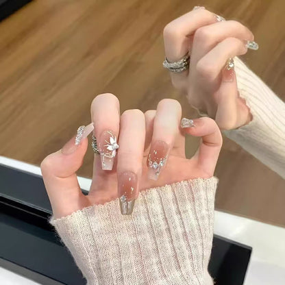 Press-On Nail Set with 3D Decorative Design