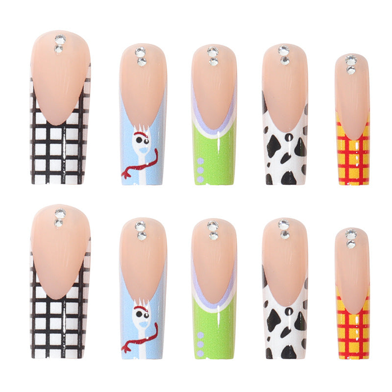 Long Press-On Nails with Artistic Designs