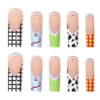 Long Press-On Nails with Artistic Designs