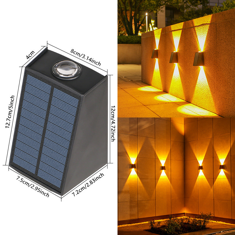Bi-Directional Solar LED Wall Uplight and Downlight with Prism Lens