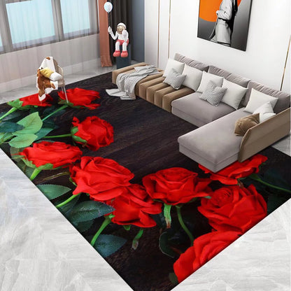 Floral Area Rug in 3D Print Design