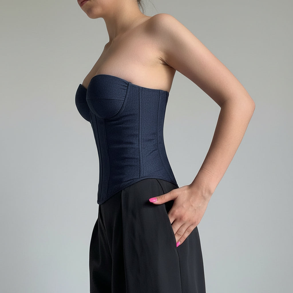 Strapless Bodycon Crop Top with Boning - Corset Style Bustier
