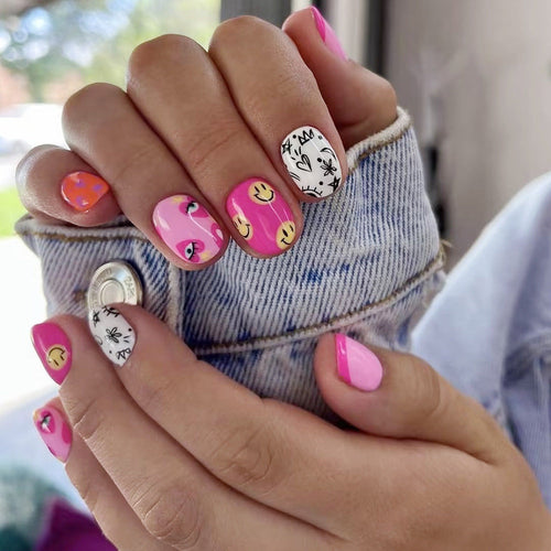 Creative Press-On Nail Art Collection Featuring Fun Patterns