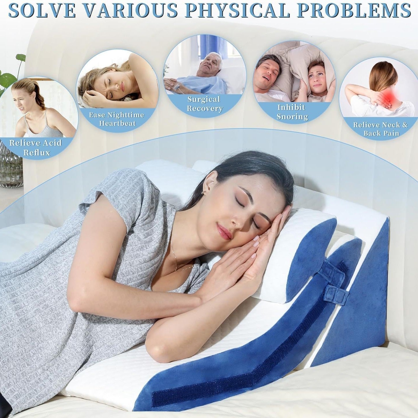 Elevated Sleep Wedge Pillow with Adjustable Height