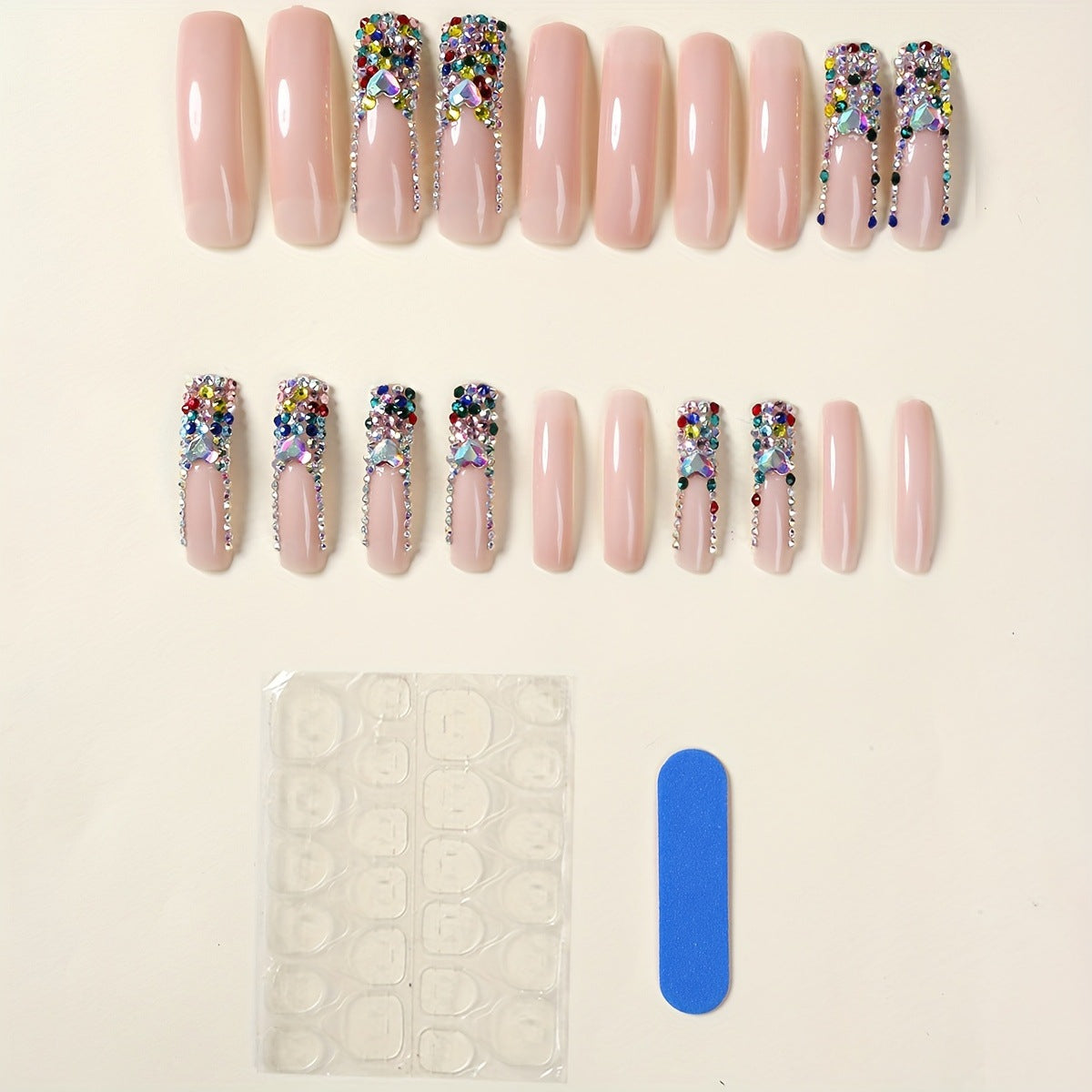 Sparkly Gem-Accent 3D Press-On Nail Extensions