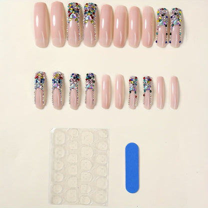 Sparkly Gem-Accent 3D Press-On Nail Extensions