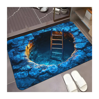 Optical Illusion Bath Mat with 3D Brick Design