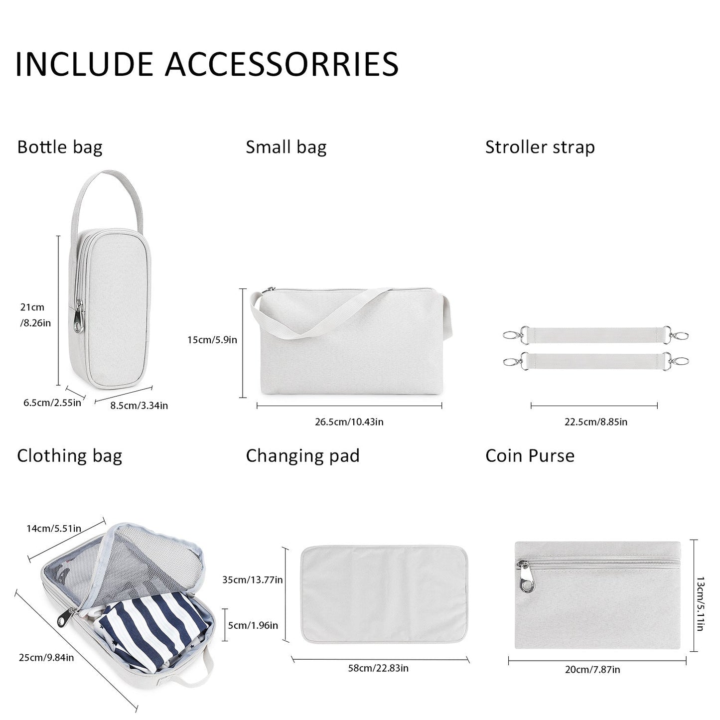 Multifunctional Diaper Bag with Complete Accessories