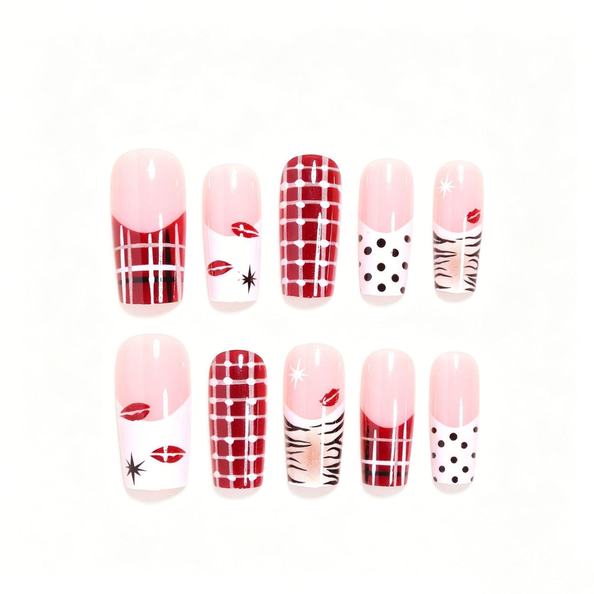 Unique Pattern Press-On Nail Set for Artistic Styles