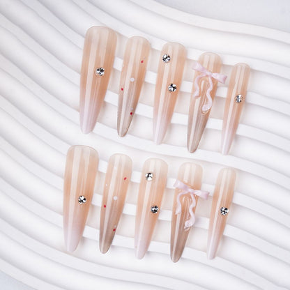 Floral Embellished Press-On Stiletto Nail Set