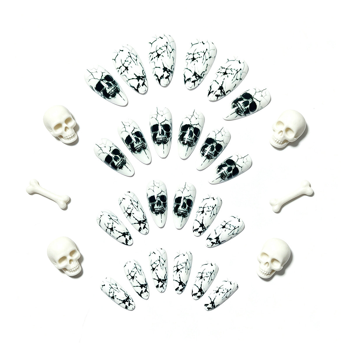 Skull Pattern Nail Wraps with Artistic Design