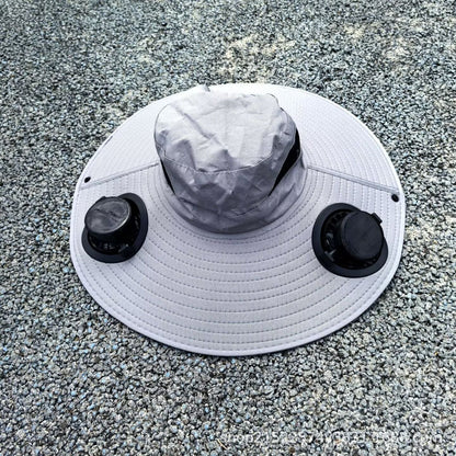 Sun Hat with Removable USB Fans and Wide Neck Coverage - Air-Cooled