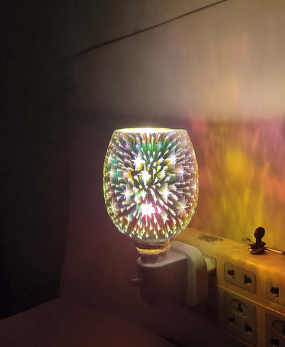 Small Night Light with 3D Glass Design for Aromatherapy Wax Melts