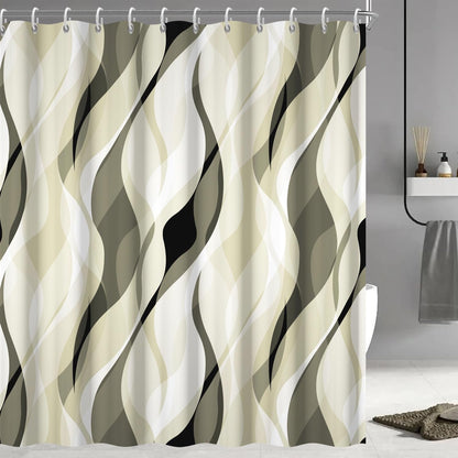 Wavy Design Shower Curtain in Abstract Style